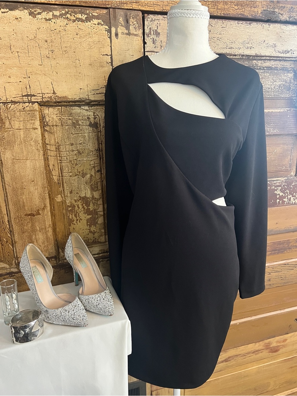 Express Black Cutout Long Sleeve Cocktail Dress | Size XL | NWOT